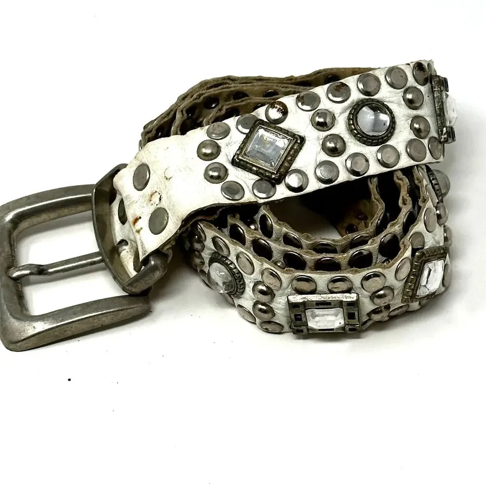 Sand Castle New York Leather Jewel Embellished Belt